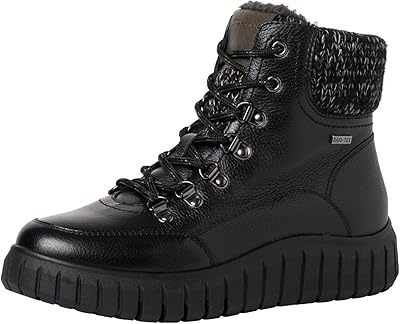 Tamaris Comfort Dam 8-86226-41 läder Comfort Fit utbytbar fotbädd Duotex varma fodrade ankelstövlar, svart, 36 EU Weit