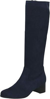 Caprice dam knähöga stövlar med klack, blå (NAVY stretch), 39