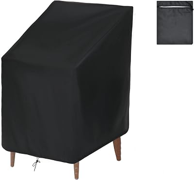 Ultifore trädgårdsstolsöverdrag, utomhus stolsöverdrag vattentät uteplats trädgård stapla stolskydd rivbeständig Oxford vikbart stapelbart stolskydd – 120 x 75 x 80 cm