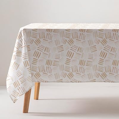 GAMUSI Fläckbeständig bordsduk geometrisk rektangulär bordsduk bomullstyg tvättbar 140 x 200, vattenfärg