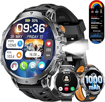 BENYAR SMART Smartwatch för män, 4,5 cm stor skärm med Bl...