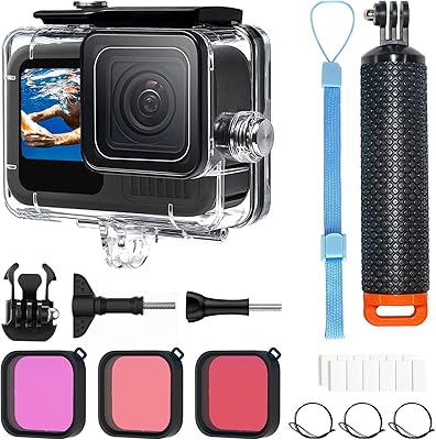 OKFUN Vattentätt hölje med 3 filter för Go Pro Hero 13/He...
