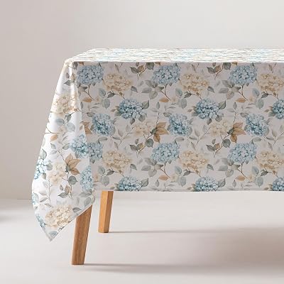 GAMUSI Bordsduk fläckbeständig bomull blommig rektangulär beröringstyg 160 x 300 cm, färg flerfärgad