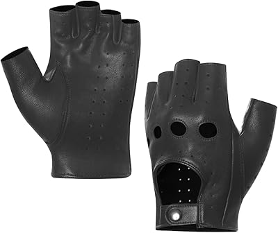 Harssidanzar Men's Fingerless Half Finger Leather Driving...