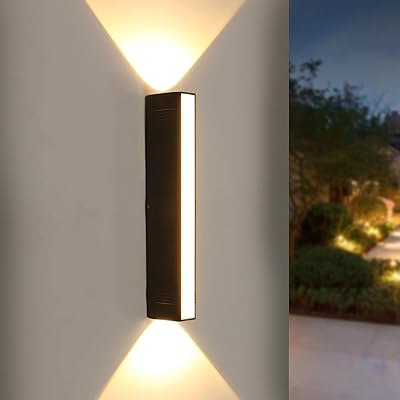 LED-vägglampa utomhus, IP65 vattentät 36 cm 3000k svart v...