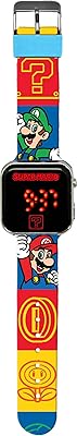 Kids Licensing - LED digital klocka för barn med karaktärer har tids-, datum- och remfunktioner justerbar, Flerfärgad, unico, Mario Bros