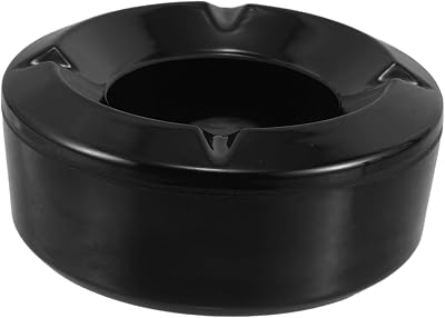 Askkoppar utomhus set om 6, stormaskkoppar svart med lock, Ø 10 cm