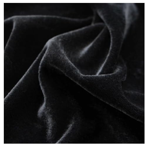 Tutamaz Sammetstyg 2 m x 145 cm för sömnad, ingen metervara, glänsande stretch, sammet för gardiner, scen, kostym, klänning, kläder, bordsduk, dekorativt tyg, svart