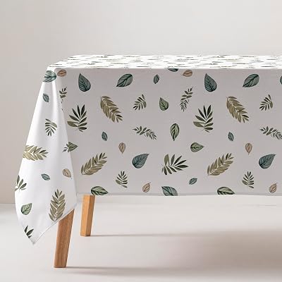 GAMUSI Fläckbeständig bordsduk rektangulär blommig bordsduk bomullstyg tvättbar 140 x 140 cm, vattenfärg