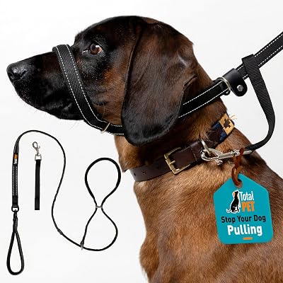 Total husdjursfigur med 8 hundkoppel platt med anti-trassel vridmekanism – anti-dragstopp av hundar som drar – glidleder reflekterande med vadderat nässtöd – 180 cm (svart, 180 cm)